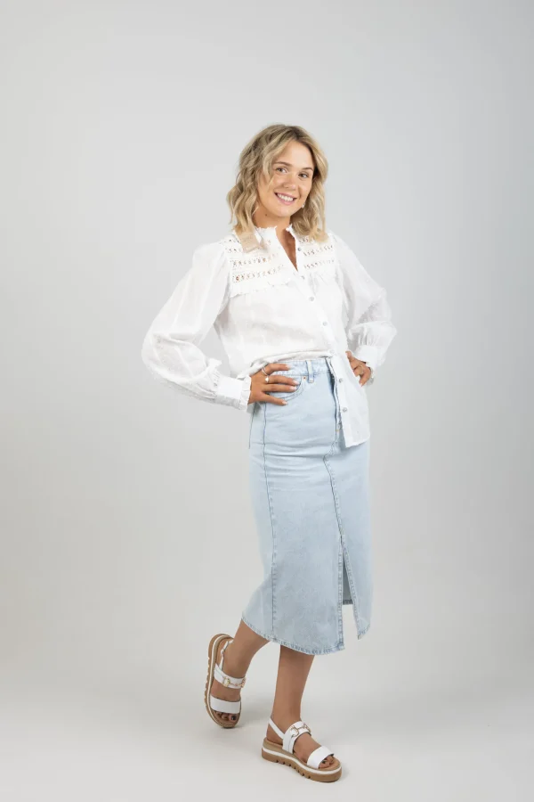 Shirts & Tops-GARCIA DOBBY BLOUSE OFF WHITE