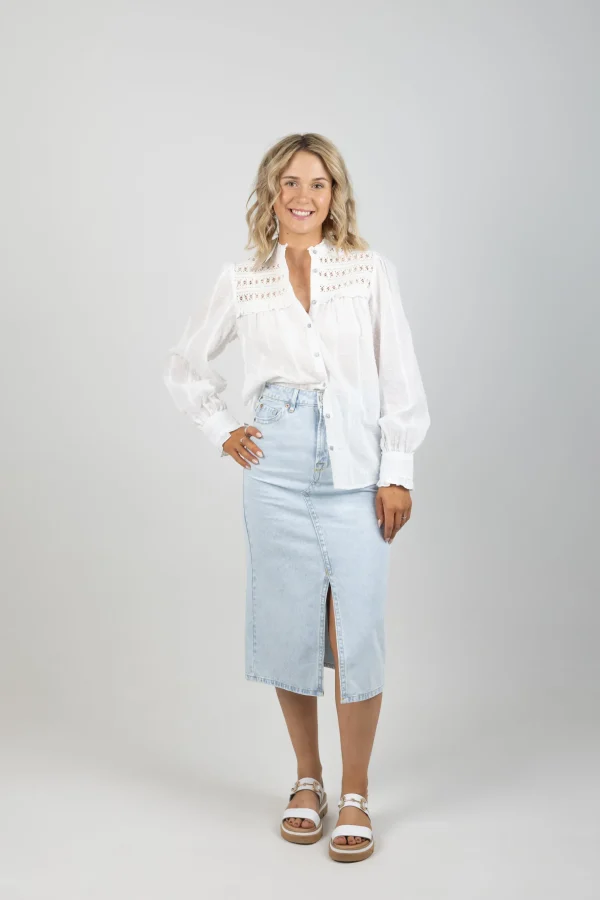 Shirts & Tops-GARCIA DOBBY BLOUSE OFF WHITE