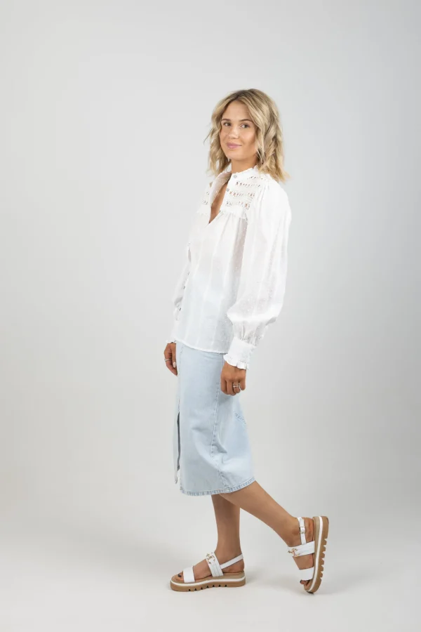 Shirts & Tops-GARCIA DOBBY BLOUSE OFF WHITE