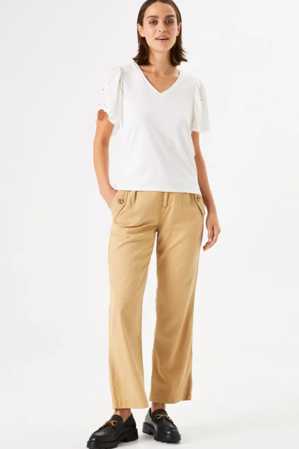 Tees & Tanks-GARCIA FLUTTER BRODERIE LACE TEE OFF WHITE