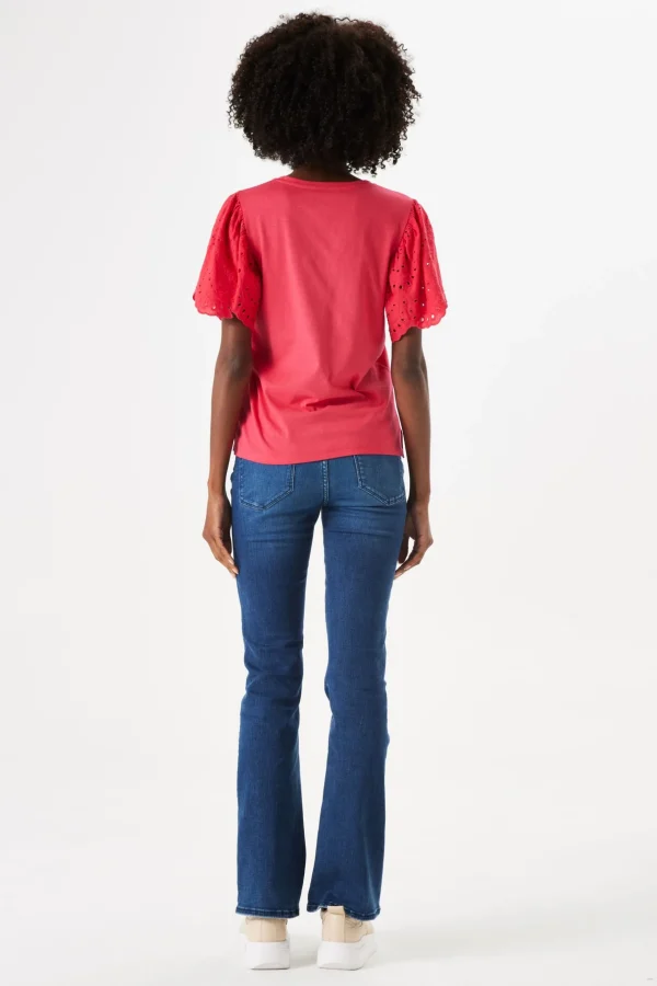 Tees & Tanks-GARCIA FLUTTER BRODERIE LACE TEE ROSE