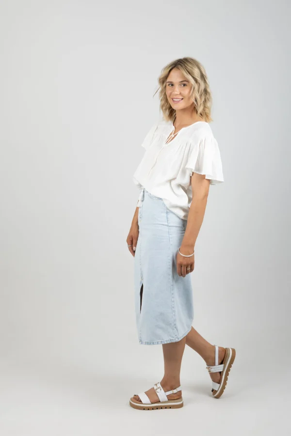 Shirts & Tops-GARCIA FRILL BLOUSE WHITE