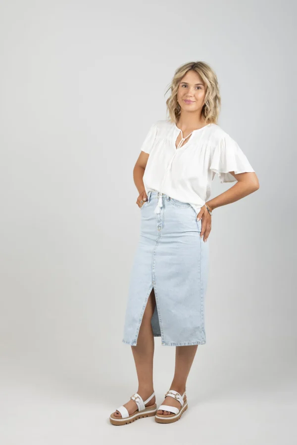 Shirts & Tops-GARCIA FRILL BLOUSE WHITE