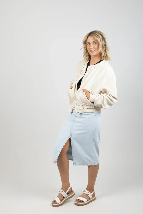 Coats & Jackets-GARCIA OVERSIZED BOMBER CREAM
