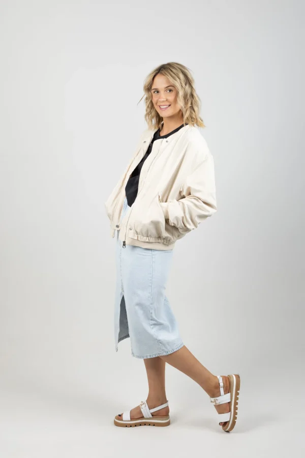 Coats & Jackets-GARCIA OVERSIZED BOMBER CREAM