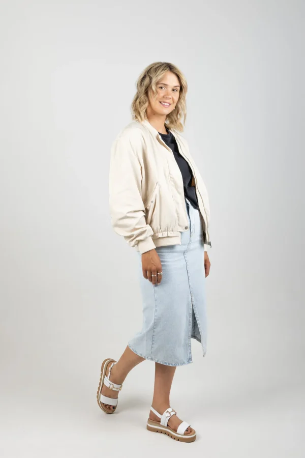 Coats & Jackets-GARCIA OVERSIZED BOMBER CREAM