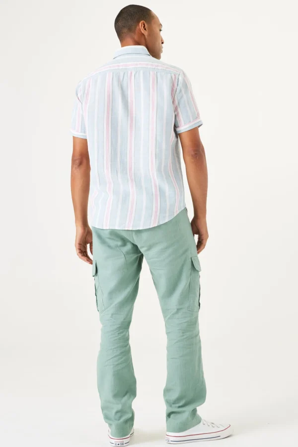 Shirts-GARCIA STRIPE PARTY SHIRT BLUE