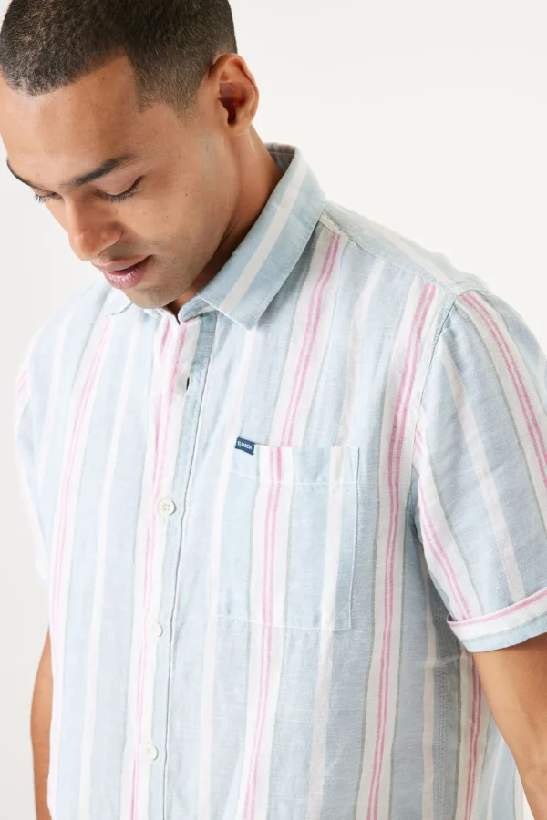 Shirts-GARCIA STRIPE PARTY SHIRT BLUE