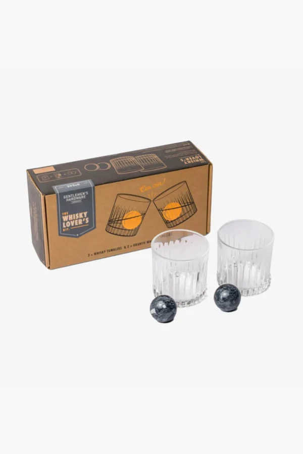 Gifts-GENTLEMEN'S HARDWARE COCKTAIL TUMBLER & WHISKY STONE SET