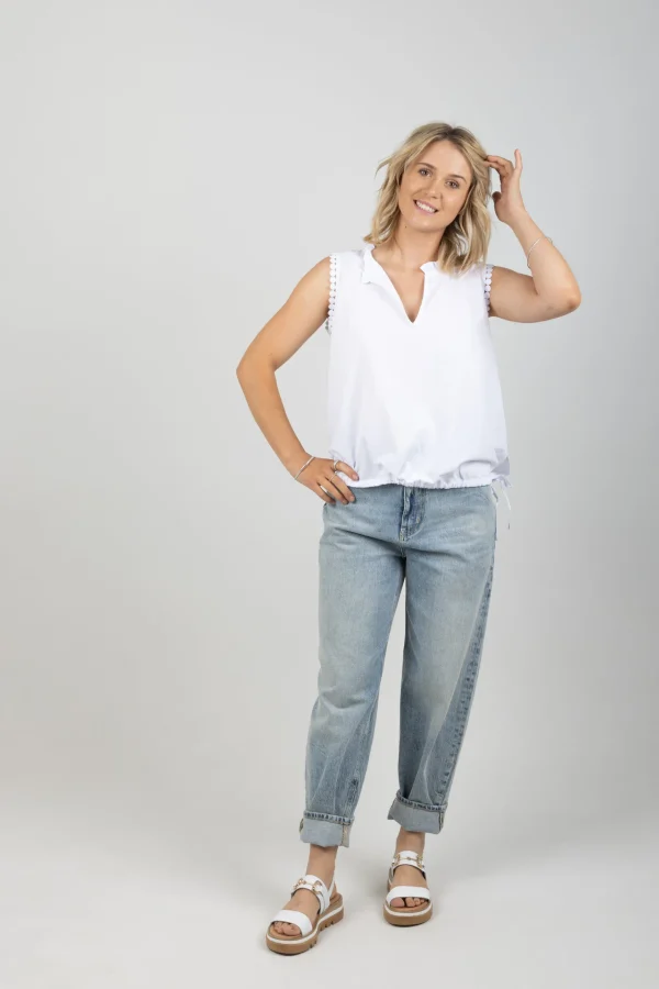 Shirts & Tops-HAVEN ADELFIA TIE TOP BIANCO