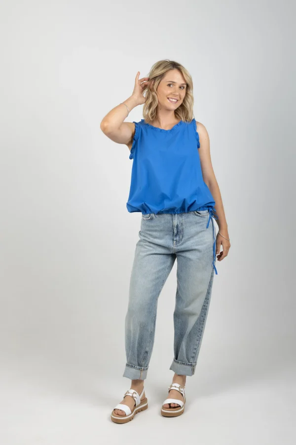 Tees & Tanks-HAVEN ADELFIA TIE TOP COBALT