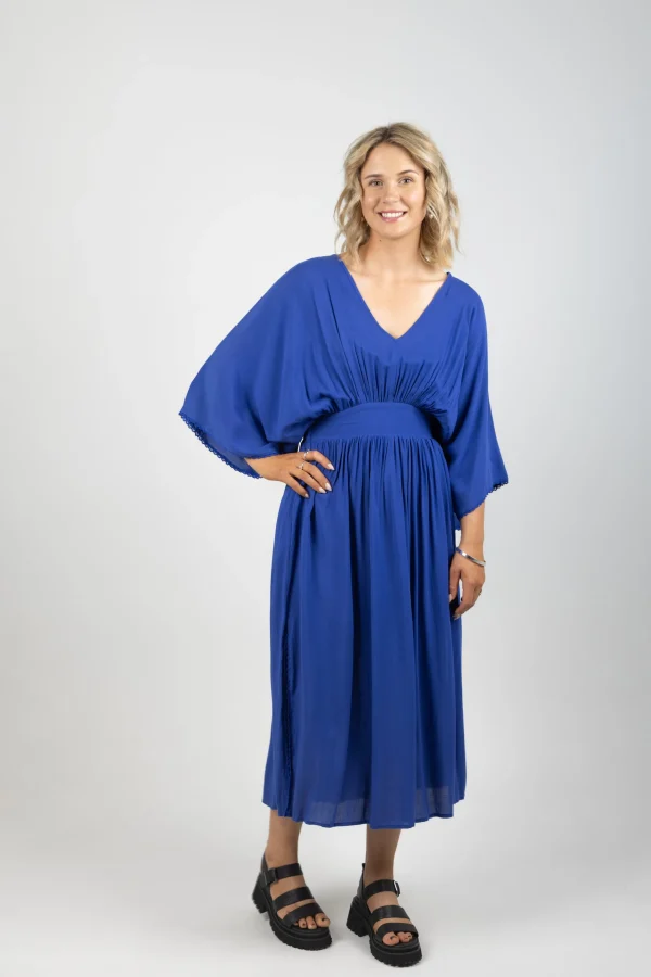 Dresses-HAVEN SUVA BATWING MAXI COBALT