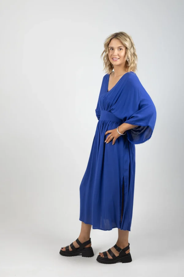Dresses-HAVEN SUVA BATWING MAXI COBALT