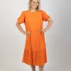 Dresses-HAVEN ZANZIBAR TIERED MAXI TANGELO