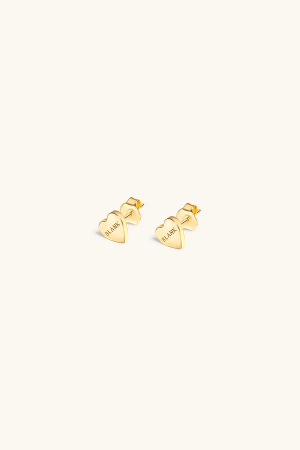 18Kt Gold Plated | Jewellery-BLANK SPACE. HEART STUD EARRINGS 18KT GOLD