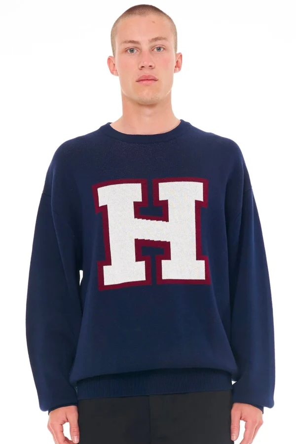 Sweaters & Knitwear-HUFFER 3 BALLER TRUE KNIT CREW NAVY