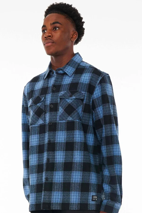 Coats & Jackets-HUFFER 9-5 CHECK SHACKET - MID BLUE