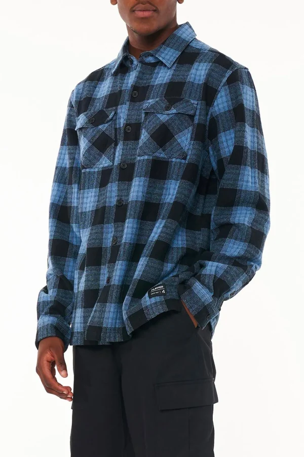 Coats & Jackets-HUFFER 9-5 CHECK SHACKET - MID BLUE