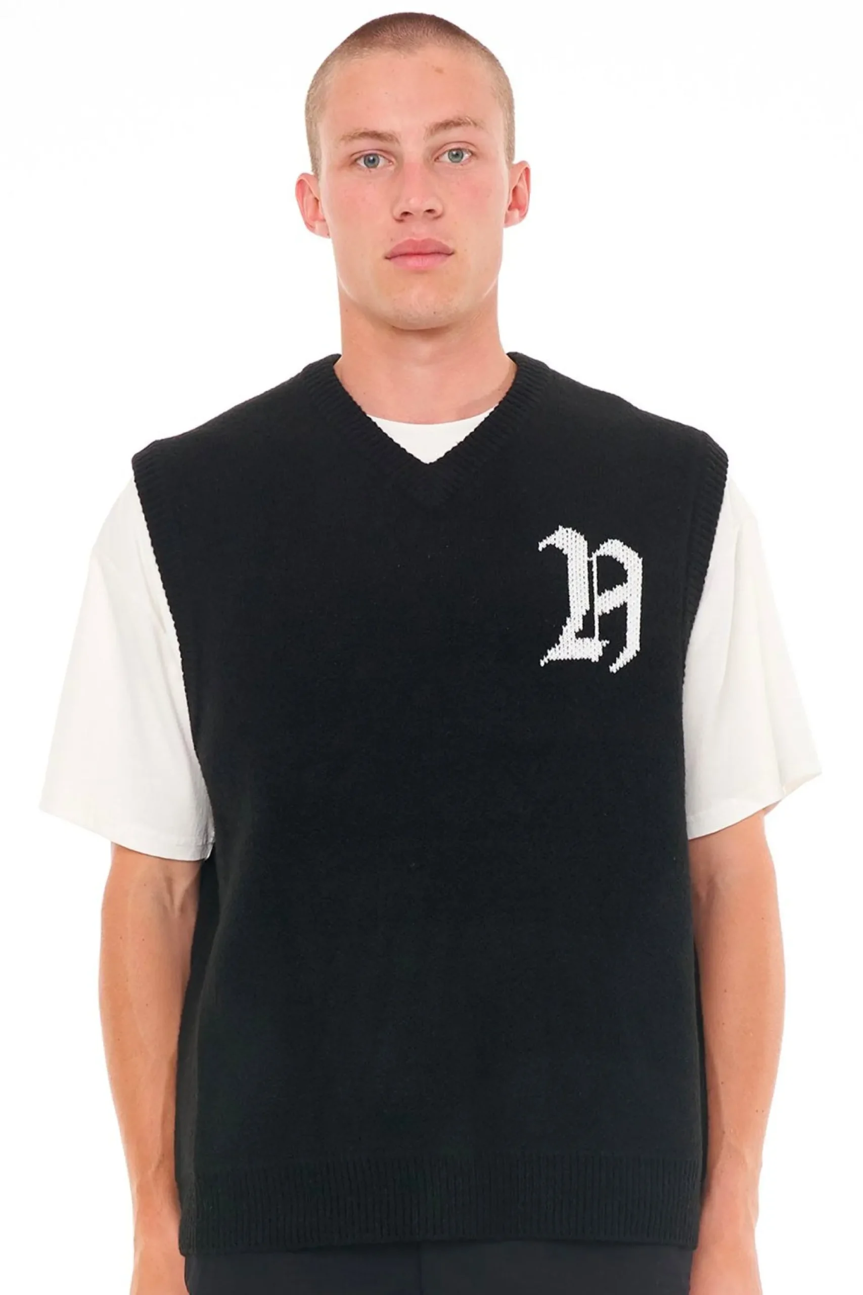 huffer_anglo_knit_vest_bl_0.webp Sweaters & Knitwear-HUFFER ANGLO KNIT VEST BLACK