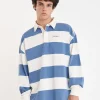 Sweaters & Knitwear-HUFFER BENSON LS GRAND RUGBY CHALK DENIM