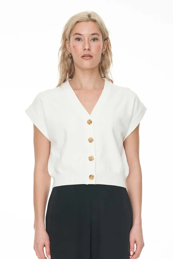 Sweaters & Knitwear-HUFFER BIBI KNIT VEST CHALK