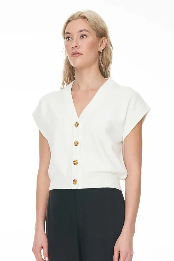 Sweaters & Knitwear-HUFFER BIBI KNIT VEST CHALK