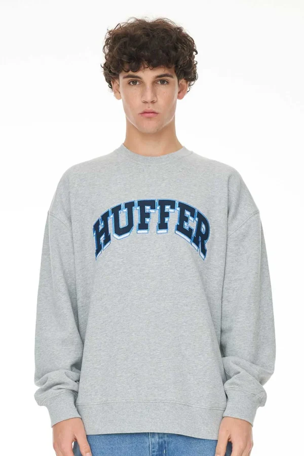 Sweaters & Knitwear-HUFFER BLOCK CREW 350 POST UP / GREY MARLE