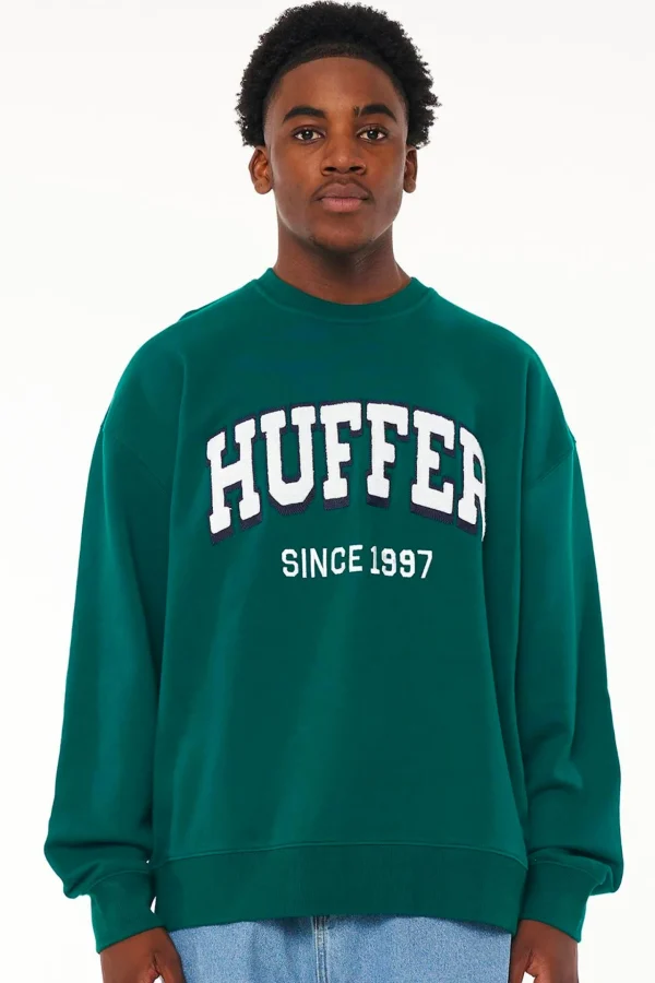Sweaters & Knitwear-HUFFER BLOCK CREW 350/CHAMP - VERDANT