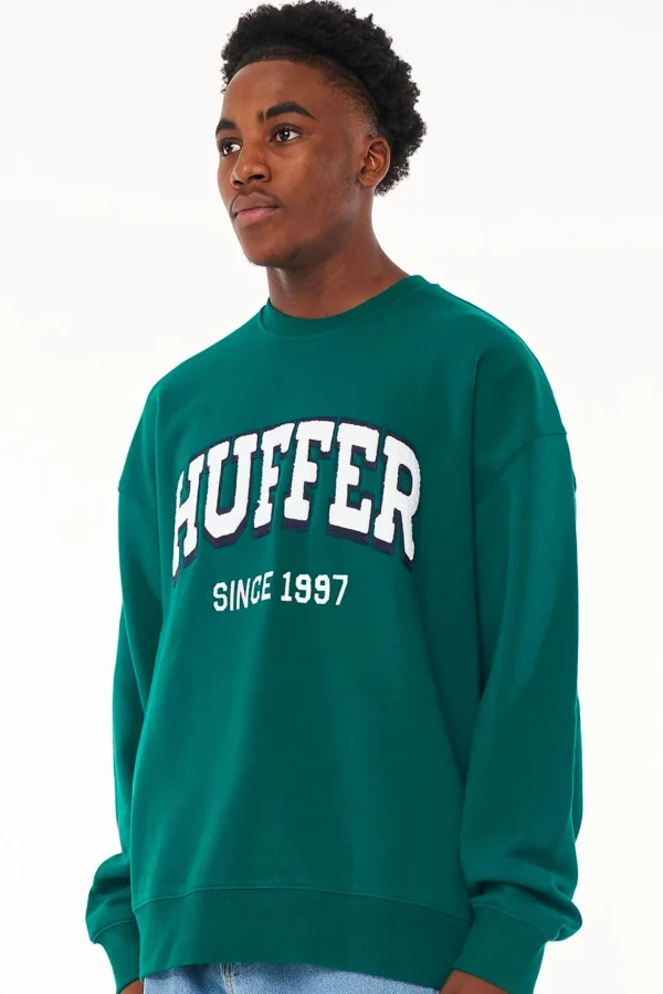 Sweaters & Knitwear-HUFFER BLOCK CREW 350/CHAMP - VERDANT