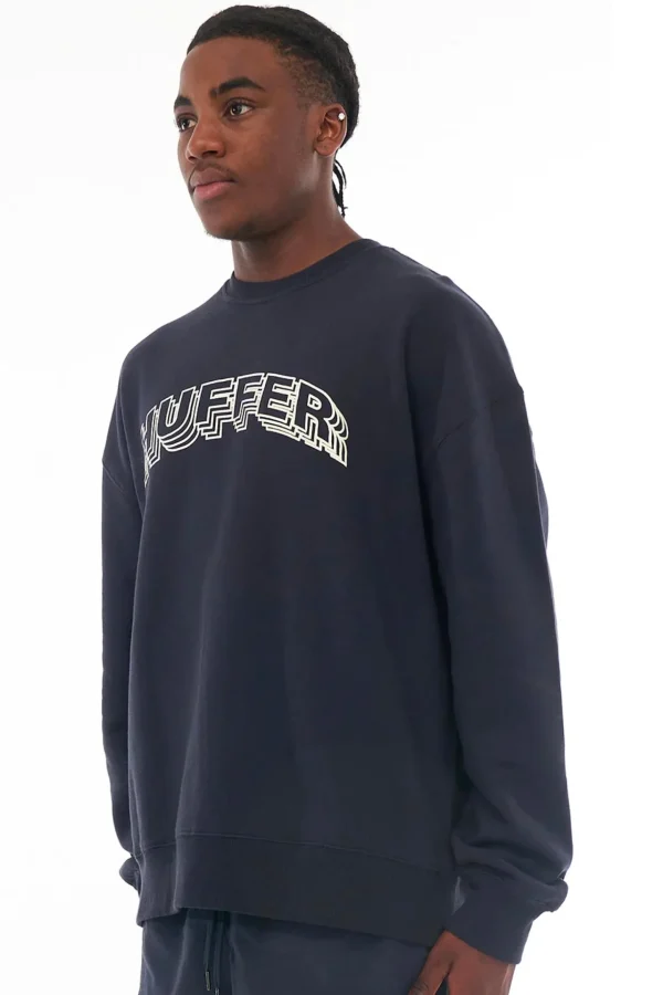 Sweaters & Knitwear-HUFFER BLOCK CREW 350/DEUCE - NAVY