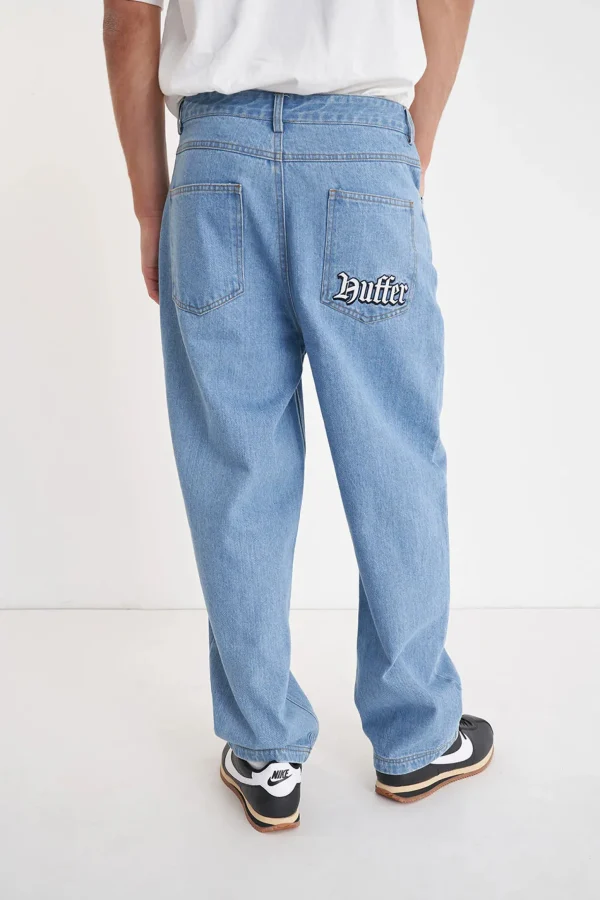 Denim-HUFFER BLOCK DENIM EMB PANT OLDE BLUE WASH
