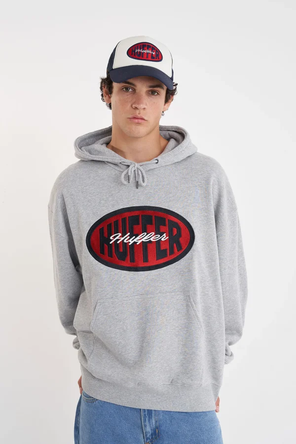 Sweaters & Knitwear-HUFFER BLOCK HOOD 350 FINALS GREY MARLE