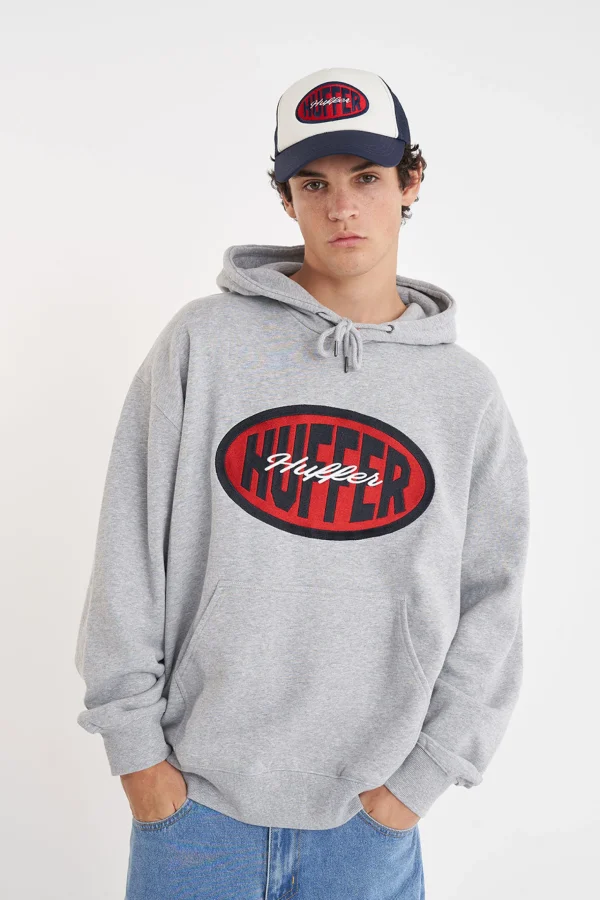 Sweaters & Knitwear-HUFFER BLOCK HOOD 350 FINALS GREY MARLE