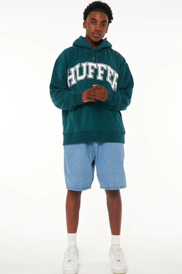 Sweaters & Knitwear-HUFFER BLOCK HOOD 350/OUTLINED - EMERALD