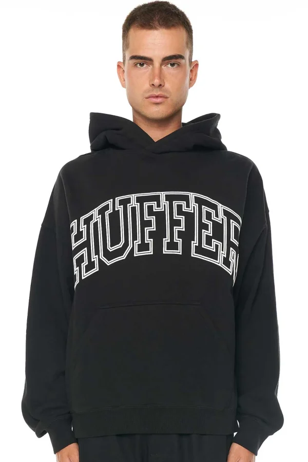 Sweaters & Knitwear-HUFFER BOX HOOD 450 LINED OUT WASHED BLACK