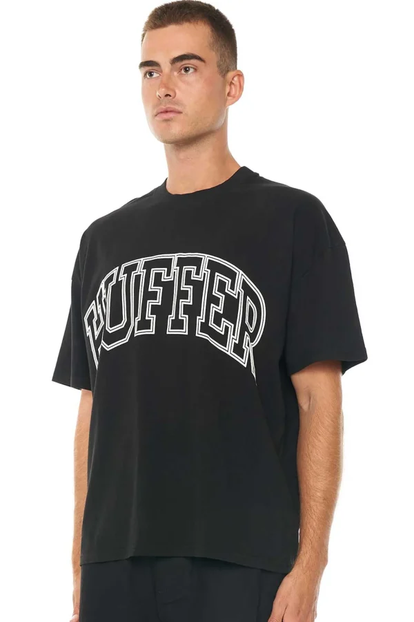 Tees & Tanks-HUFFER BOX TEE 220 LINED OUT WASHED BLACK