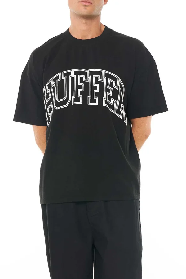 Tees & Tanks-HUFFER BOX TEE 220 LINED OUT WASHED BLACK