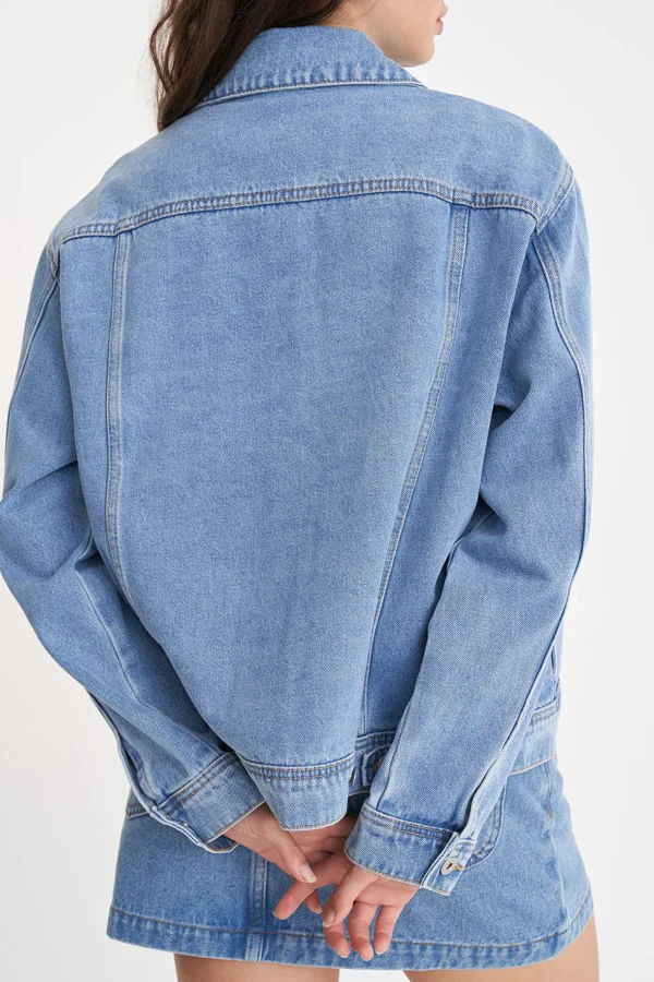 Coats & Jackets-HUFFER BOXY DENIM JACKET MID WASH