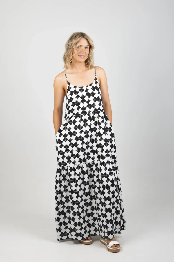 Dresses-HUFFER CASA RESORT DRESS BLACK/WHITE