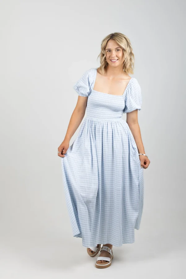 Dresses-HUFFER CELINE LOVER MIDI DRESS BLUE/WHITE