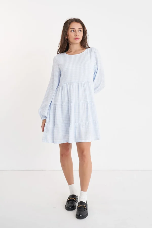 Dresses-HUFFER CELINE LS MILLY DRESS TWINKLE CHALK
