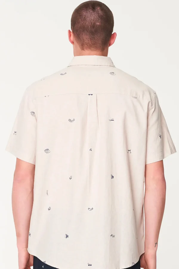 Shirts-HUFFER CHEERS SS OG SHIRT - DUNE/NAVY