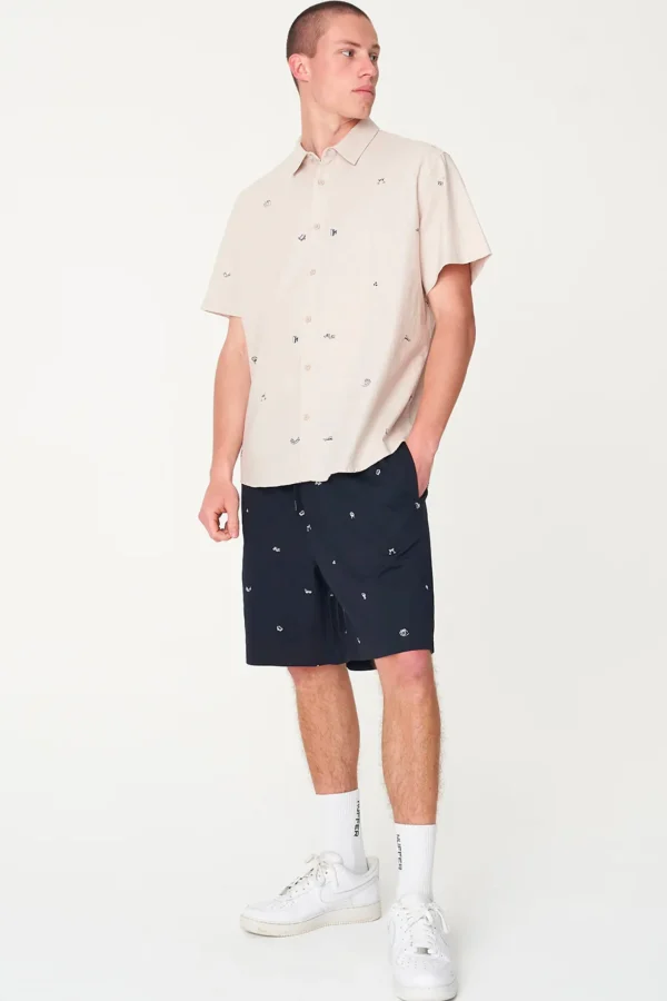 Shirts-HUFFER CHEERS SS OG SHIRT - DUNE/NAVY