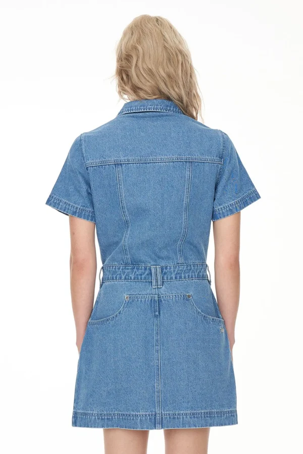 Dresses-HUFFER DENIM RIDER MINI DRESS BLUE WASH