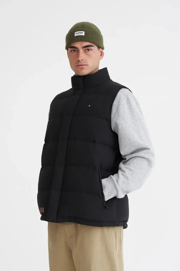 Coats & Jackets-HUFFER DOWN MENS CLASSIC DOWN VEST BLACK
