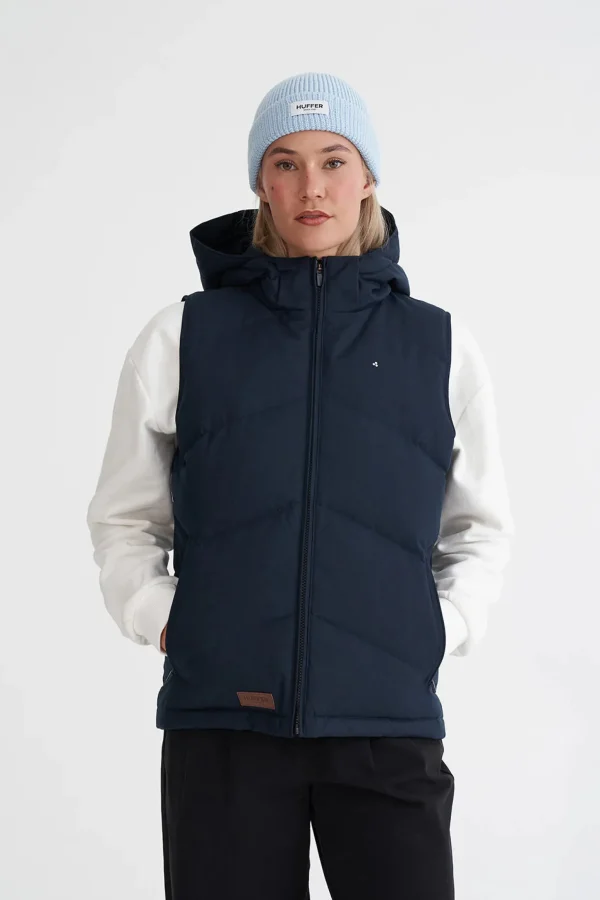 Coats & Jackets-HUFFER DOWN WMNS CLASSIC DOWN VEST HRGBONE NAVY