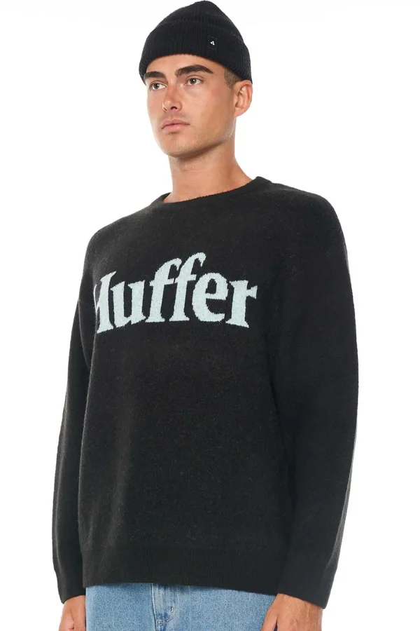 Sweaters & Knitwear-HUFFER FLEET INTARSIA KNIT CREW BLACK