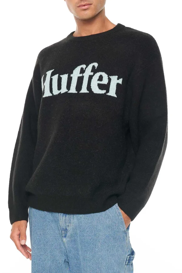 Sweaters & Knitwear-HUFFER FLEET INTARSIA KNIT CREW BLACK