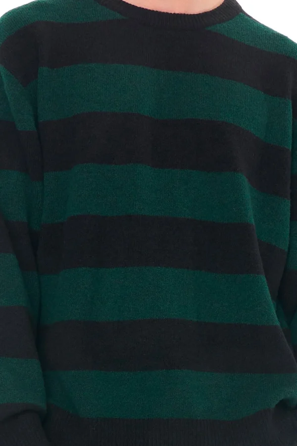 Sweaters & Knitwear-HUFFER FLEET KNIT CREW BLACK/JUNIPER