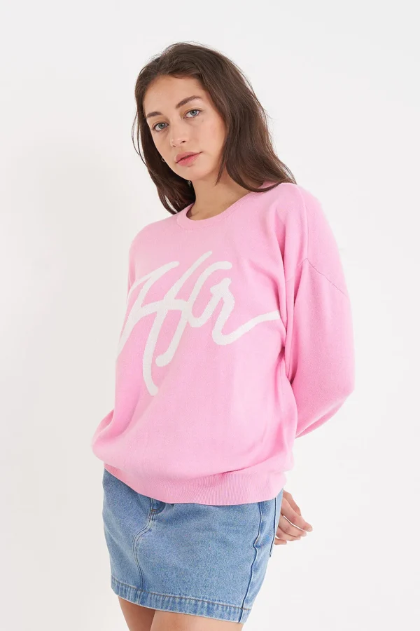 Sweaters & Knitwear-HUFFER GIRLFRIEND INTARSIA KNIT BON BON
